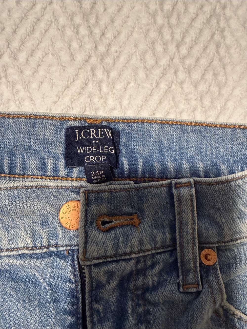 J. Crew Light Wash Wide-Leg Jeans with Frayed Hem - Picture 3 of 7